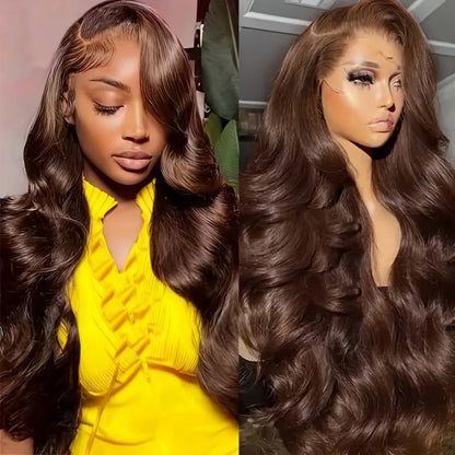 Chocolate Brown Human Hair Wig 13X6 Hd Lace