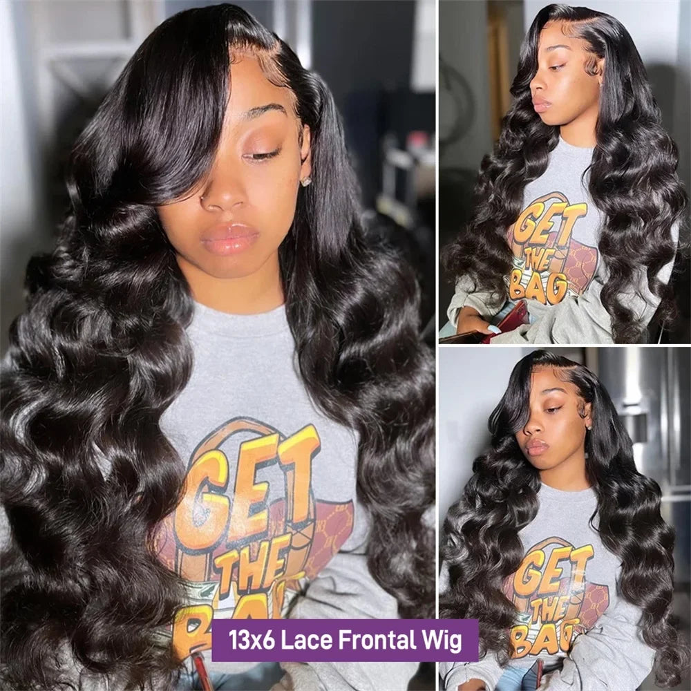 13x4 Body Wave Lace Frontal Wig Brazilian Body Wave 13x6 Transparent Lace Front Human Hair Wigs Remy Pre Plucked 180% bling Hair