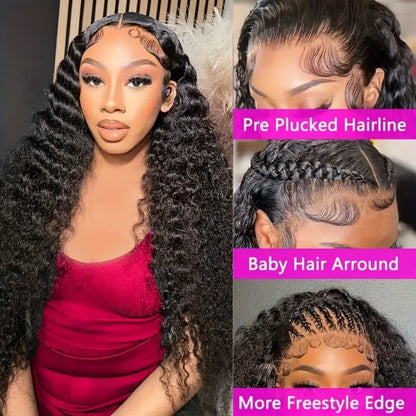 Deep Wave Human Hair Wigs 5X5 Hd Lace Closure Wig Wear And Go Glueless Curly Lace Front Wig Brazilian Wigs Original Pre Plucked