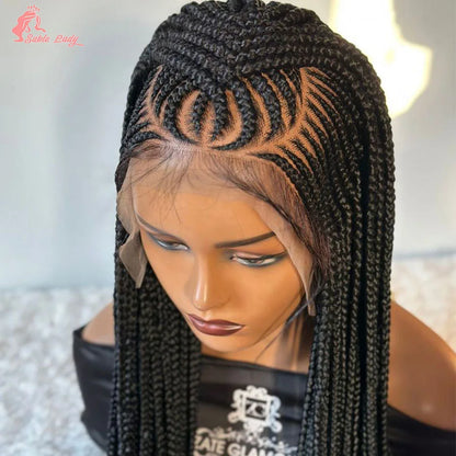 36Inch Knotless Box Braided Wigs Synthetic Full Lace