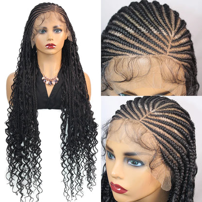 36Inch Knotless Box Braided Wigs Synthetic Full Lace