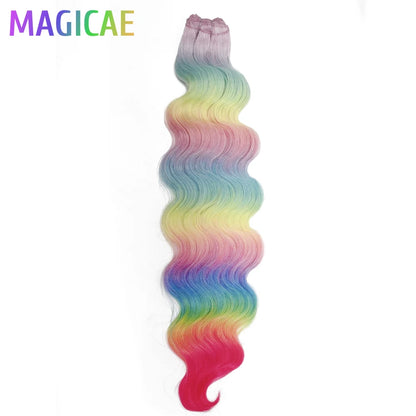 30Inches Ombre Blond T1B/27# 200g Body Wave Brown 12# M816 Highlight P27/613 White 58# Bio Protein Synthetic Hair Weave Bundles