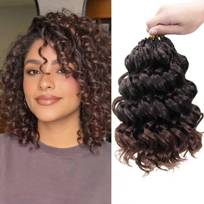 Prelooped GoGo Curl Crochet Hair 8 Inch  Short Curly Crochet Hair for Women Pre twisted Box Braids with Curly Ends Synthetic