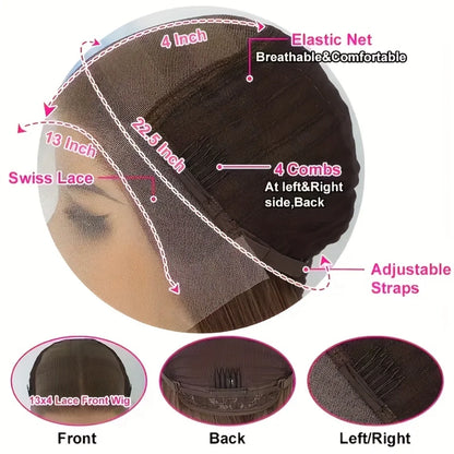 Chocolate Brown Human Hair Wig 13X6 Hd Lace
