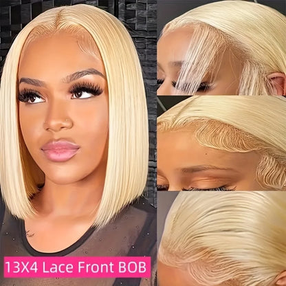 BOB Lace Front Wig Human Hair Straight 200% Full Density 13x4 HD Transparent Lace Frontal Wigs Bob Hair Lace Front Wig For Women