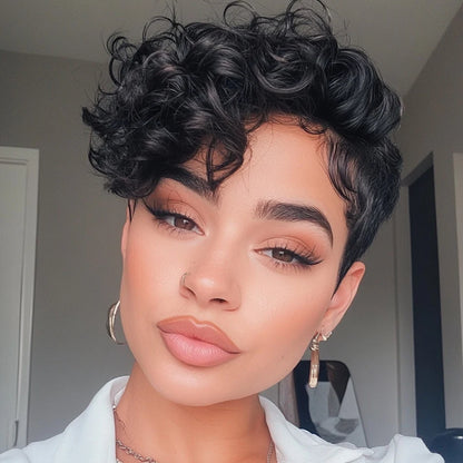 1B# Pixie Cut Human Hair Wig