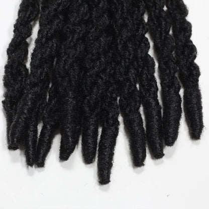 12 Strands Double Twisting Synthetic Crochet Hair 14 Inch Black Knotless Twist Soft Faux Locs Hair Extensions for Men