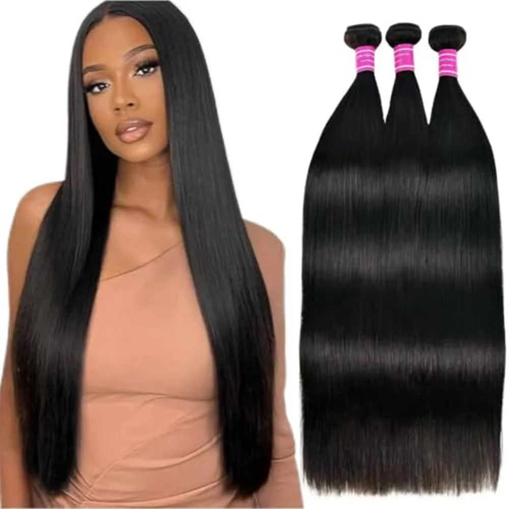 12A Bone Straight Human Hair Bundles 100% Unprocessed Brazilian Virgin Hair 32 Inch Raw Hair Double Bundles Weave Extensions