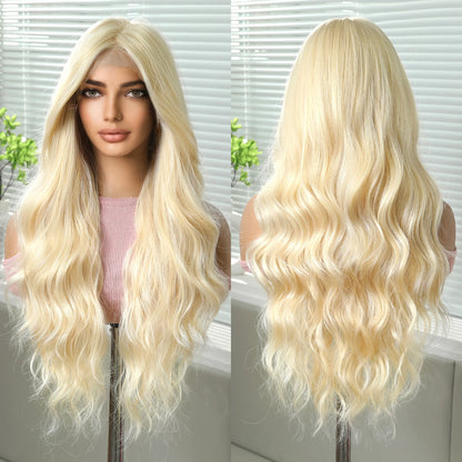 Brown Balayage Long Wavy Lace Front Wig for Women 13x6 HD Lace Natural Looking Heat Resistant Synthetic Hair Daily Cosplay Party