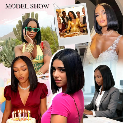 Bob Wig Human Hair 100% Short Straight Lace Front Wig 4X4 5X5 Hd Lace Closure Wig Glueless Wear And Go 13X6 Hd Lace Frontal Wig
