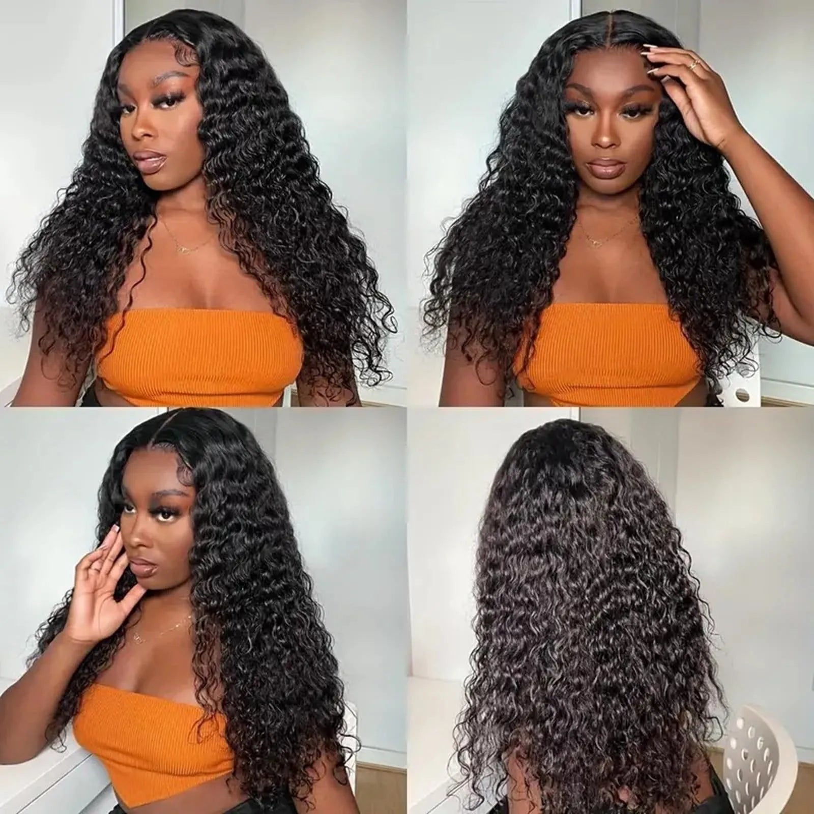 Black Curly Hair Wigs, Lace Front Wigs Human Hair Synthetic Long Black Curly Hair Natural Wig Heat Resistant Fiber Natural Hair