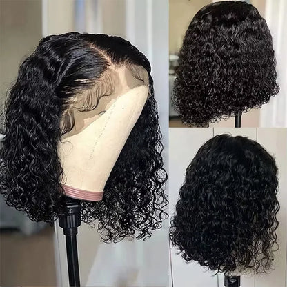220 Density Remy Water Wave Curly Short Bob Wig Deep Wave 13x4 Lace Front 100% Human Hair Wigs Cheap Wigs 8 10 12 14 inch