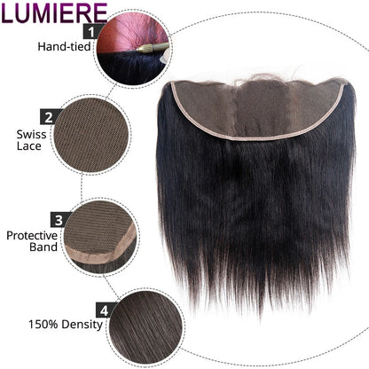 Bone Straight Human Hair Bundles with 13x4 HD