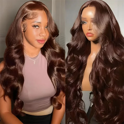 Chocolate Brown Human Hair Wig 13X6 Hd Lace