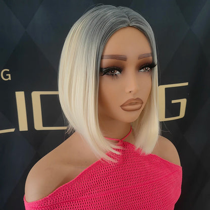 Mixed Colors BOBO Wig Blond,Synthetic Hair Wigs for Women for Halloween, Christmas, cosplay