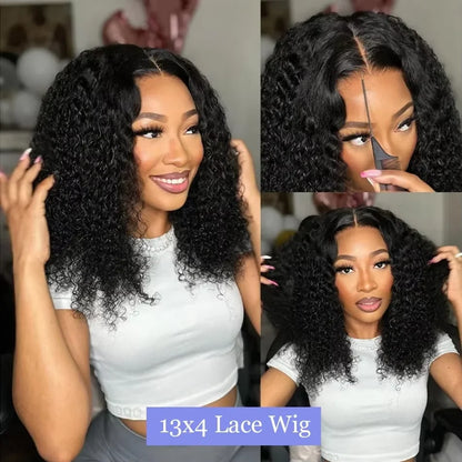 220 Density Remy Water Wave Curly Short Bob Wig Deep Wave 13x4 Lace Front 100% Human Hair Wigs Cheap Wigs 8 10 12 14 inch