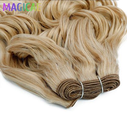 Megaicae 16Inches 120Grams Loose Deep Jerry Curly Ombre Brown 4# Piano Blond 27/613 SP12/16/613 High Bio Temperature Synthetic