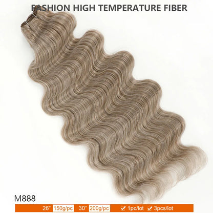 30Inches Ombre Blond T1B/27# 200g Body Wave Brown 12# M816 Highlight P27/613 White 58# Bio Protein Synthetic Hair Weave Bundles