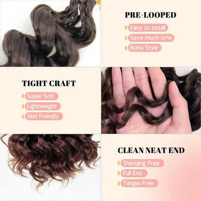 Prelooped GoGo Curl Crochet Hair 8 Inch  Short Curly Crochet Hair for Women Pre twisted Box Braids with Curly Ends Synthetic