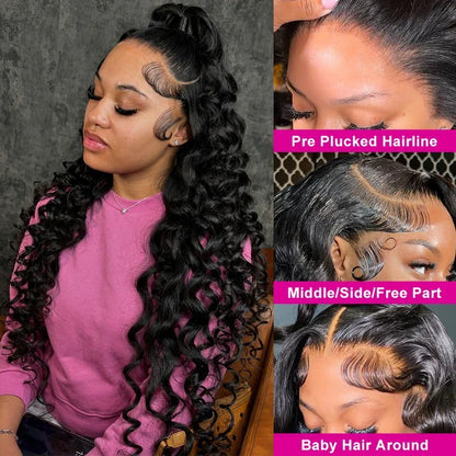 40 42 Inch Loose Wave 13x6 HD Lace Frontal Wig Human Hair Brazilian Loose Deep Waves Curly Wigs Lace Front