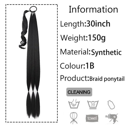 30 Inch Braided Ponytail with Rubber Synthetic DIY Blonde Braids False Hair Ponytail for Women Long Braid Horse Tail \;]'/.