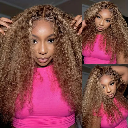Highlight Wig Human Hair 13X6 Hd Lace Frontal Wig Deep Wave Lace Front Wigs Pre Plucked Pre Bleached Human Hair Wigs 30 36 Inch