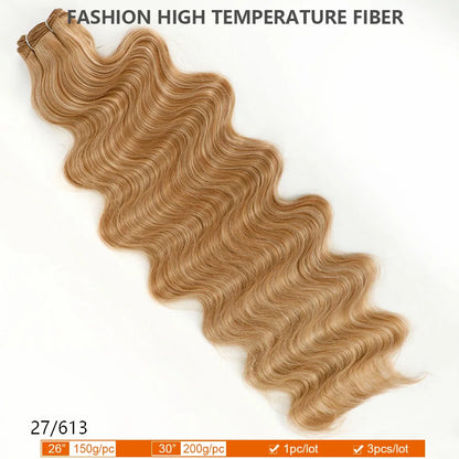 30Inches Ombre Blond T1B/27# 200g Body Wave Brown 12# M816 Highlight P27/613 White 58# Bio Protein Synthetic Hair Weave Bundles
