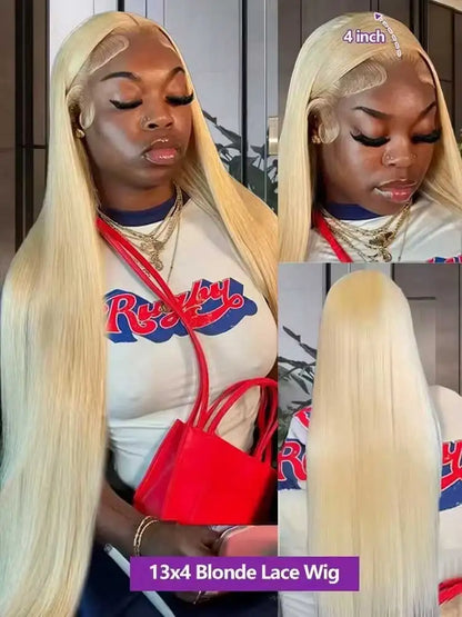 613 Blond Straight Human Hair Wigs 13x4 13x6 HD Lace Frontal Wigs Remy