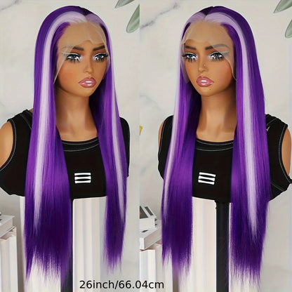 Glueless Long Silky Straight Hair Light Purple Ombre