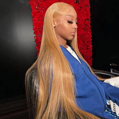 27 Honey Blonde Wig Straight Human Hair Wigs 100% Colored 13X6 Hd Lace Frontal Wig Brazilian Wigs Original 3036 Inch 250 Density