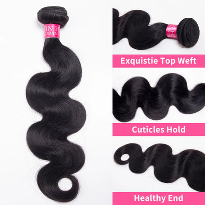 Body Wave Bundles Human Hair Brazilian Remy Human Hair Weave Bundles Natural Black 1/3/4 PCS Bundle Hair Weave Extensions
