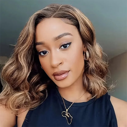250 Density Short Bob Wig 100% Human Hair 13X4Hd Lace Frontal Wig Highlight Ombre Lace Front Wig Colored Honey Blonde Preplucked