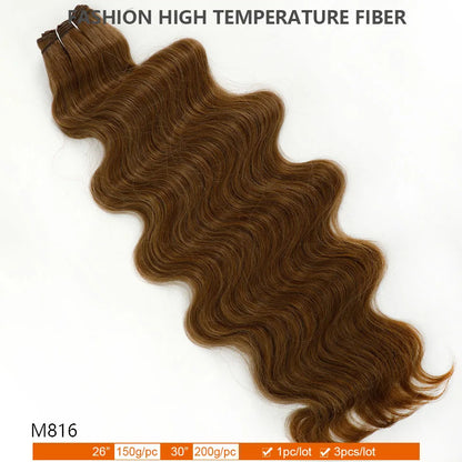 30Inches Ombre Blond T1B/27# 200g Body Wave Brown 12# M816 Highlight P27/613 White 58# Bio Protein Synthetic Hair Weave Bundles