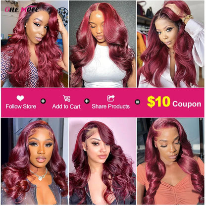 5x5 Closure With Bundles 99J Burgundy Body Wave Bundles
