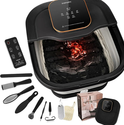 Collapsible Foot Spa with Heat, Massage Rollers, Bubbles, Temperature Control & Remote