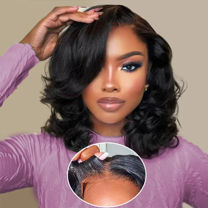 Bob Wig Human Hair Short Body Wave 13X6 Hd Lace Front Wig Glueless 250 Density Pre Plucked Natural Black 5X5 Hd Lace Closure Wig