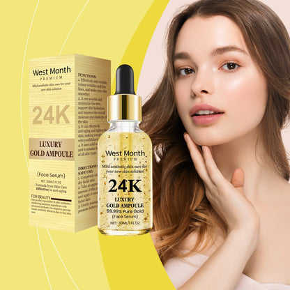 24K Gold Serum with Hyaluronic Acid, Nourishing & Moisturizing Facial Treatment, Gentle Skin Care for Soft Skin