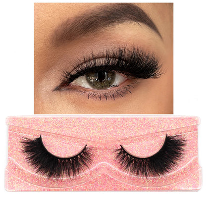FOXESJI 3D Mink Lashes False Eyelashes Fluffy Thick Cross Wispy Natural Eye lashes Mink Soft Lash Extension Supplies Makeup Set
