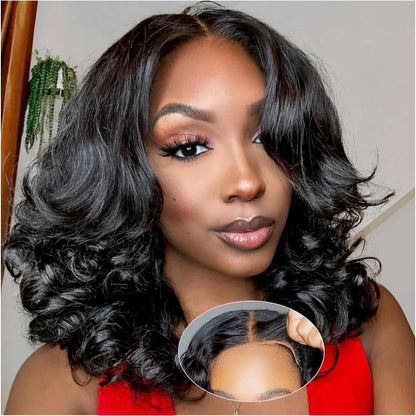 Bob Wig Human Hair Short Body Wave 13X6 Hd Lace Front Wig Glueless 250 Density Pre Plucked Natural Black 5X5 Hd Lace Closure Wig