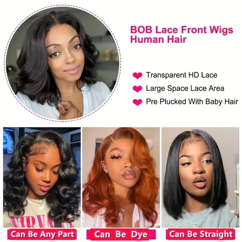 100% Human Hair Wig Short Bob Curly Deep Wave Glueless 5X5 Hd Lace Closure Wig 13X6 Lace Frontal Wig Ready To Wear Natural Black