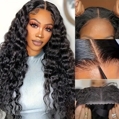 Deep Wave Human Hair Wigs 5X5 Hd Lace Closure Wig Wear And Go Glueless Curly Lace Front Wig Brazilian Wigs Original Pre Plucked