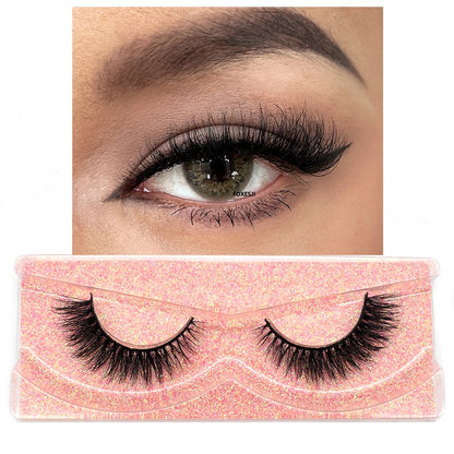 FOXESJI 3D Mink Lashes False Eyelashes Fluffy Thick Cross Wispy Natural Eye lashes Mink Soft Lash Extension Supplies Makeup Set