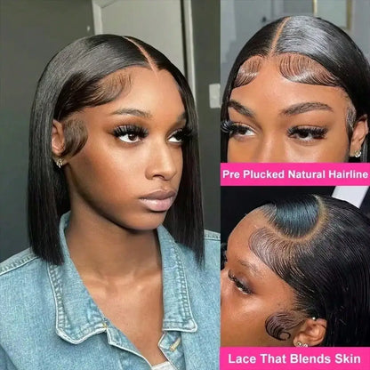 13x4 HD Lace Frontal Straight Human Hair Wig 250% Density Glueless Brazilian Human Hair Wig with Baby Hair Natural Color
