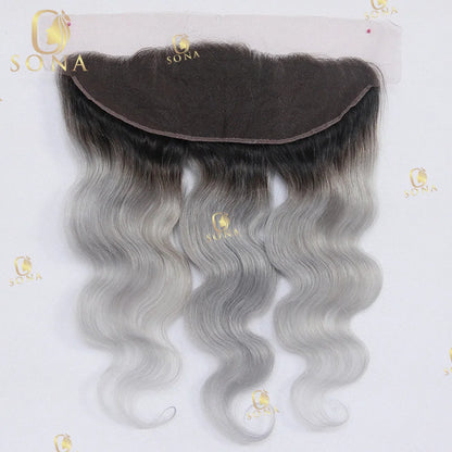 Color Ash Blonde Body Wave Hair Weave Bundle Ombre 1b/Grey 13x4 Frontal Human Hair 4x4 Closure 1 3 4 Bundle Deals For Women