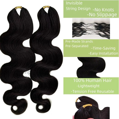 Natural Color Body Wave Pre-Separated Crochet Hair Knotless Pre-Separated Feather Crochet Braid Hair Extensions 26Inch For Women
