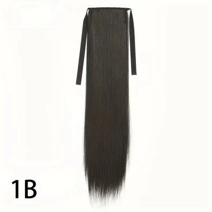 18 inches ribbon wear synthetic ponytail straight style tie up ponytail hair extension
