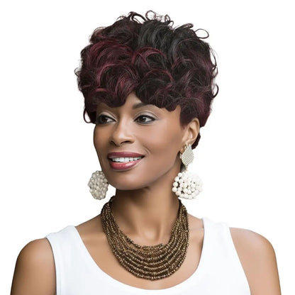 Short Pixie Wigs for Black Women Short Black Curly Pixie Wigs Synthetic Hair Wigs for Black Women Natural Wavy Black Pixie Cut