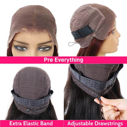 13x6 Wear go Glueless Wig Full Lace Frontal Wigs with Drawstring Effortless Install Ear to Ear Straight Pre everything for women