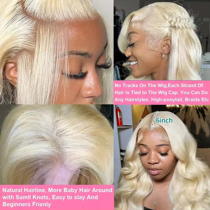 220% Density Human Hair Wigs Blonde 613 Lace Front Wig