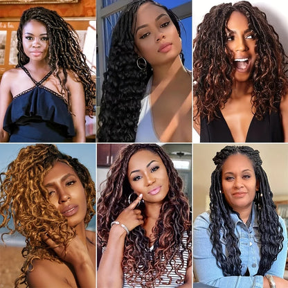 Soft & Curly Faux Locs Crochet Hair - 6pcs, Pre-Looped Goddess Braids for Women, High-Temperature Synthetic Braiding hair